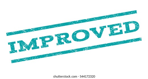 Improved watermark stamp. Text tag between parallel lines with grunge design style. Rubber seal stamp with dust texture. Vector cyan color ink imprint on a white background.