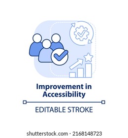 Improvement in accessibility light blue concept icon. Mobility as service value abstract idea thin line illustration. Isolated outline drawing. Editable stroke. Arial, Myriad Pro-Bold fonts used