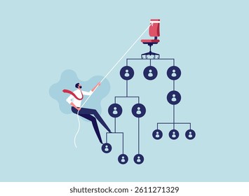 Improvement or career growth concept, stairway to success, growing income or improve skill to achieve business target, businessman climbing up to head of organization chart