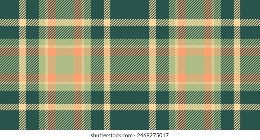 Improvement check background fabric, sale vector pattern tartan. Fluffy seamless plaid texture textile in teal and orange color.