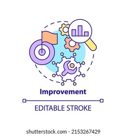 Improvement concept icon. Innovation management key area abstract idea thin line illustration. Products and processes. Isolated outline drawing. Editable stroke. Arial, Myriad Pro-Bold fonts used