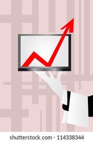 improvement concepts. hand with the computer and graph