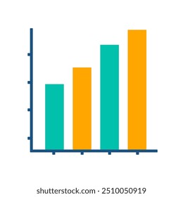 Ícone gráfico de melhoria, crescente imagem vetorial de barra de gráfico, aumentar clipart gráfico, símbolo de crescimento de lucro, conceito de análise de dados, ícone de estatística ilustração plana
