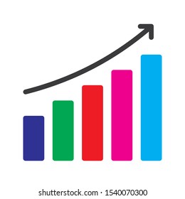 improvement growth progress chart icon on white background. vector illustration