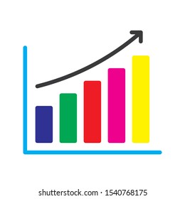 improvement growth progress chart icon on white background. vector illustration