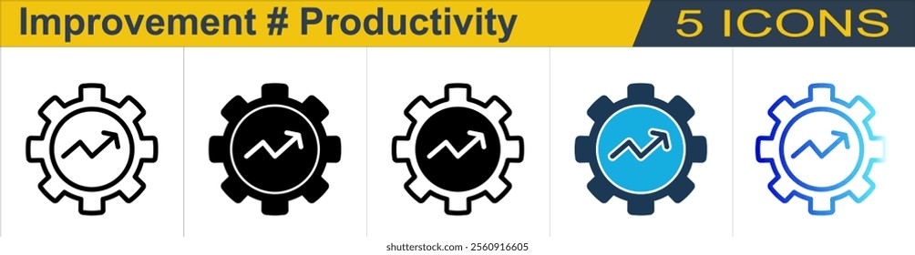 Improvement icon with 5 styles (Outline, Solid, Mixed, Duo Tone and Line Gradient)