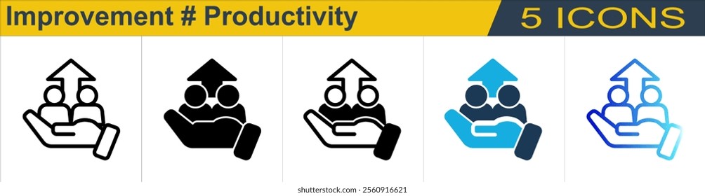 Improvement icon with 5 styles (Outline, Solid, Mixed, Duo Tone and Line Gradient)