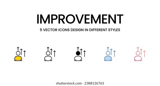 Diseño de iconos de mejora en estilo de cinco con pulsación editable. Línea, Sólido, Línea plana, Color de tono Duo y Línea de degradado de color. Adecuado para diseño de páginas Web, aplicaciones móviles, UI, UX y GUI.