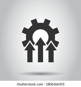 Improvement icon in flat style. Gear project vector illustration on white isolated background. Productivity business concept.