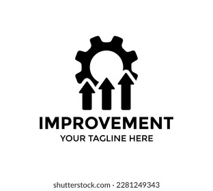 Verbesserungssymbol. Logo-Design des Zahnriemen-Projekts. Qualitätskontrollsymbol. Das Symbol "Flat Improvement" ist ausgefüllt. Produktivitäts-Business-Konzept, Vektordesign und Illustration.

