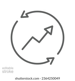 Improvement icon, line symbols. continuous improvement concept. Productivity project management. Growing graph progress. Editable stroke vector illustration design on white background. EPS 10
