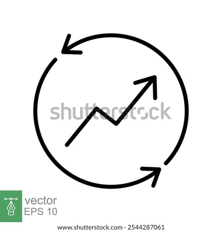 Improvement icon, line symbols. continuous improvement concept. Productivity project management. Growing graph progress. Thin line vector illustration design on white background. EPS 10.