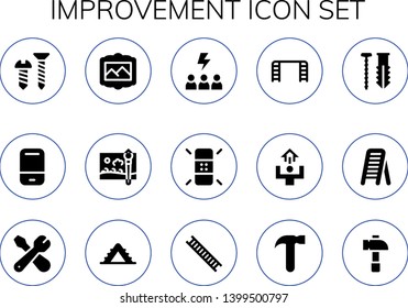 improvement icon set. 15 filled improvement icons.  Simple modern icons about  - Screw, Eraser, Painting, Painting brush, Motivation, Ladder, Repair, Hammer