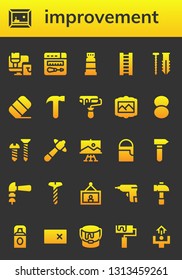 improvement icon set. 26 filled improvement icons.  Simple modern icons about  - Paint roller, Painting, Repair, Paint, Ladder, Screw, Eraser, Hammer, Roller, Foundation, Paint bucket