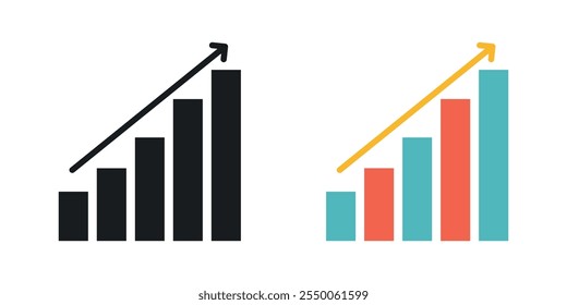 Improvement icon set in black and colored version