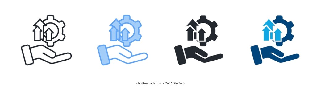 Improvement Icon Set Multiple Style. Design In Outline, Blue, Glyph, Dualtone