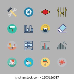 improvement icon set. vector set about shutter, paint, paint roller and tools icons set.