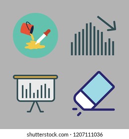 improvement icon set. vector set about paint bucket, bar chart and eraser icons set.