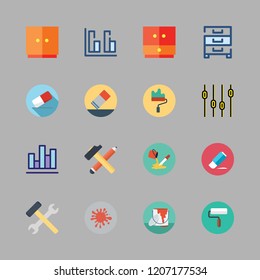 improvement icon set. vector set about cabinet, tools, paint and paint bucket icons set.