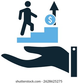 Ícone de aperfeiçoamento vetor para desenvolvimento, progresso e conceito de atualização. Ideal para planejamento de negócios, aumento de desempenho e metas de produtividade.