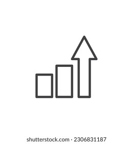 Verbesserungszeilensymbol. Erhöhen Sie das linke Pfeildiagramm-Stilzeichen für mobiles Konzept und Web-Design. Balkendiagrammskorrektur, Vektorsymbol. Symbol, Logo-Abbildung. Vektorgrafik