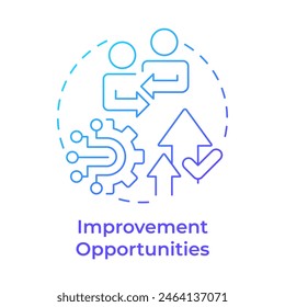 Improvement opportunities blue gradient concept icon. Quality management. Processes organization. Round shape line illustration. Abstract idea. Graphic design. Easy to use in infographic, presentation