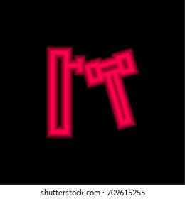 Improvement red glowing neon ui ux icon. Glowing sign logo vector