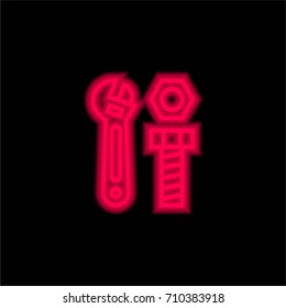 Improvement red glowing neon ui ux icon. Glowing sign logo vector