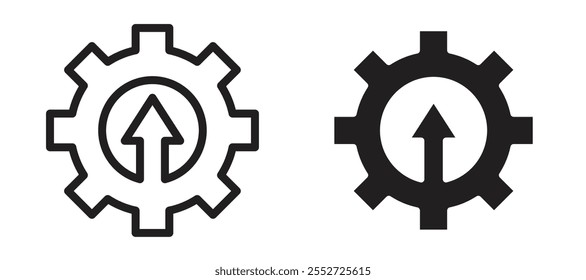 Improvement vector icon set black filled and outlined style.