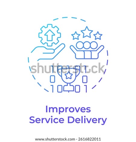 Improves service delivery blue gradient concept icon. Teamwork organization, customer satisfaction. Round shape line illustration. Abstract idea. Graphic design. Easy to use in blog post