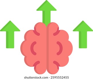 Improving Brain Icon Flat Vector Illustration