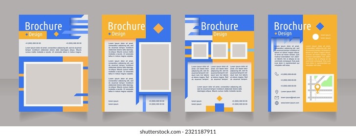 Improving brand vision blank brochure design. Template set with copy space for text. Premade corporate reports collection. Editable 4 paper pages. Ubuntu Condensed, Arial Regular fonts used