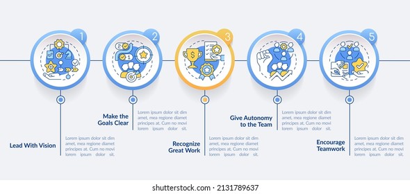 Improving Employee Wellness Circle Infographic Template. Lead With Vision. Data Visualization With 5 Steps. Process Timeline Info Chart. Workflow Layout With Line Icons. Lato-Bold, Regular Fonts Used