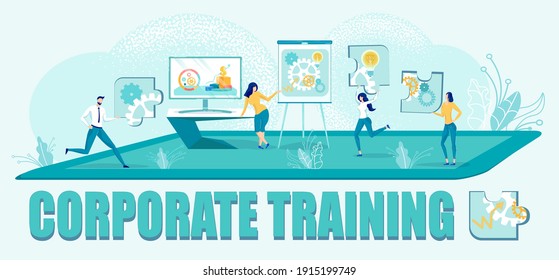 Improving Employees Performance and Skills, Taking Part in Corporate Business Training Program. Professional Development Course. Team with Jigsaw Puzzles, Applying New Working Practices.