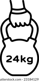 improving grip strength vector outline icon design, Healthy lifestyle symbol, Calisthenics sign, Circuit training equipment stock illustration, Human Hand holding Kettlebell concept