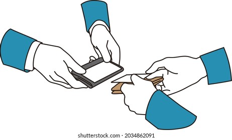 Improving the hands of businessmen exchanging business cards