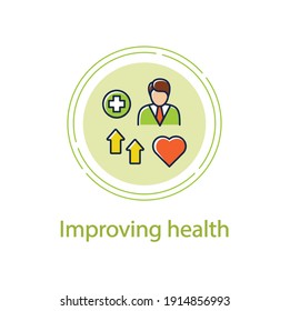 Improving health concept line icon. Personal growth concept. Health improvement and protection. Self care. Vector isolated conception metaphor illustration