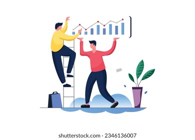 Improving Indicators, Vector Business Marketing Line Illustration Kit