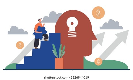 Improving learning as job educational qualification raise tiny person concept. Employee training and trainer for positive progress and smart work vector illustration. Increased performance with mentor