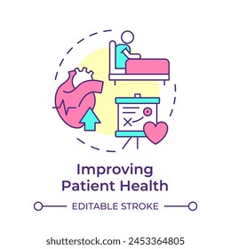 Improving patient health multi color concept icon. Pharmaceutical services, personalized medicine. Round shape line illustration. Abstract idea. Graphic design. Easy to use in infographic, article