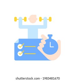 Improving productivity with time management vector flat color icon. Skill development with elearning course. Testing efficiency. Cartoon style clip art for mobile app. Isolated RGB illustration