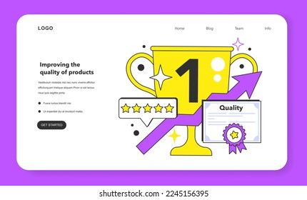 Improving the quality of products web banner or landing page. Unemployment under 5 percent. Benefits of low unemployment rate. Job offer and workplace shortening. Flat vector illustration