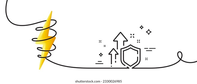 Improving safety line icon. Continuous one line with curl. Increased privacy sign. Secure defense symbol. Improving safety single outline ribbon. Loop curve with energy. Vector