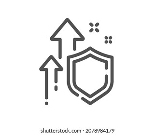 Improving safety line icon. Increased privacy sign. Secure defense symbol. Quality design element. Linear style improving safety icon. Editable stroke. Vector