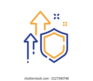 Improving safety line icon. Increased privacy sign. Secure defense symbol. Colorful thin line outline concept. Linear style improving safety icon. Editable stroke. Vector