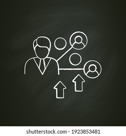 Improving social relation chalk icon. Personal growth concept. Communication process, forming relationships with people. Isolated vector illustration on chalkboard