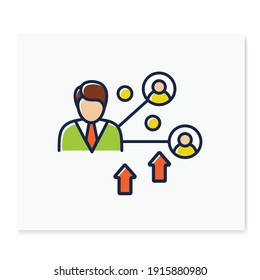 Improving social relation color icon. Personal growth concept. Communication process, forming relationships with people. Isolated vector illustration