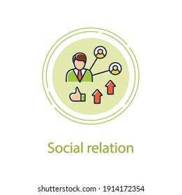  Icono de línea de concepto de relación social mejorada. Concepto de crecimiento personal. Proceso de comunicación, formando relaciones con la gente. Ejemplo de metáfora de concepción aislada de vectores