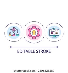 Improving team spirit loop concept icon. Employees connection and productivity. Business abstract idea thin line illustration. Isolated outline drawing. Editable stroke. Arial font used