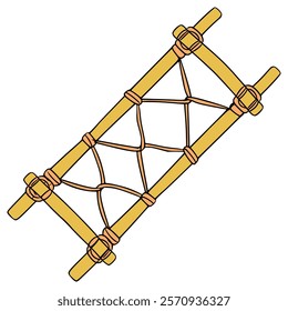 improvised rope stretcher illustration hand drawn isolated vector